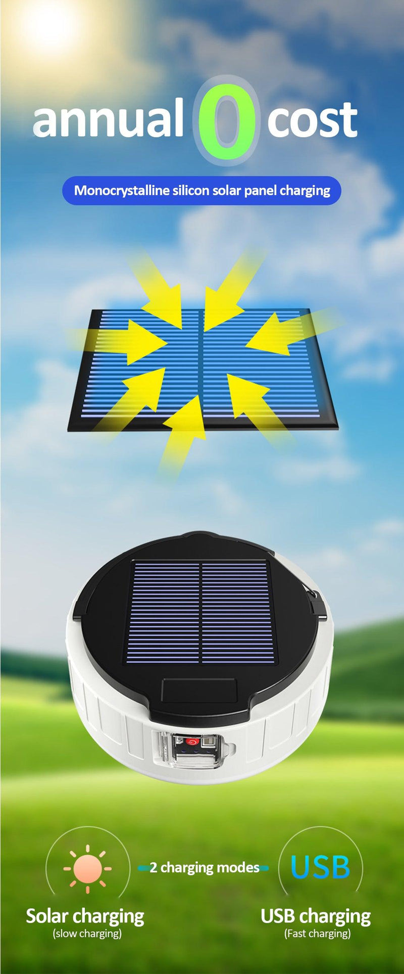 Luz Solar Portátil - Usado para acampamento, emergências, etc. - iBonni Innovation Store